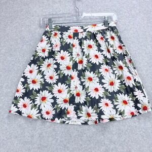 Hollister Mini Skirt Women XS Grey Daisy Floral Cottagecore, Boho, Summer